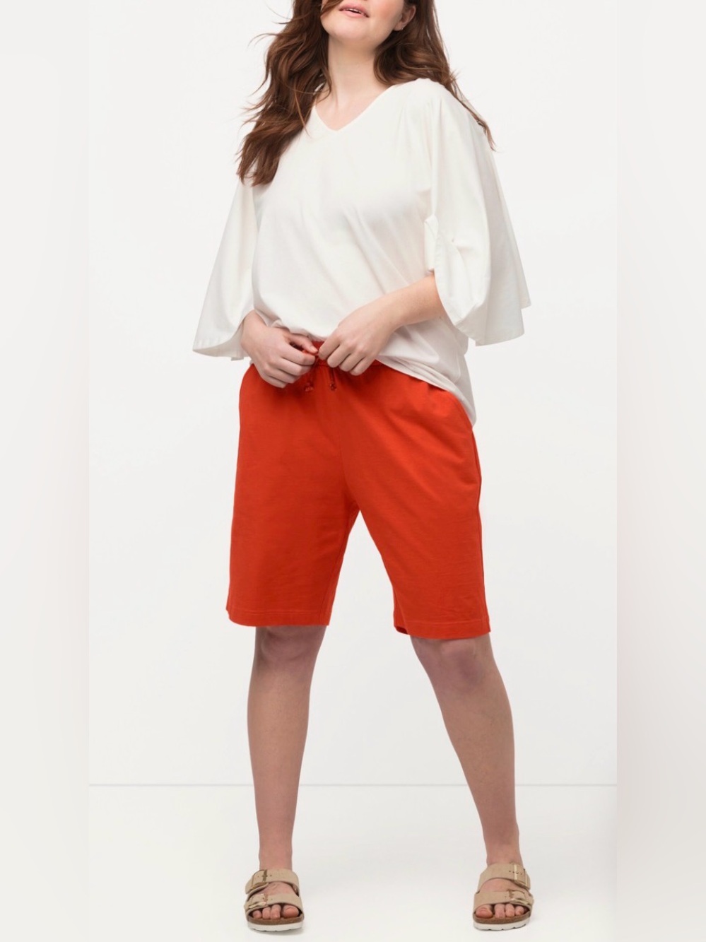 Ulla Popken • NWT Pure Eco Cotton Dark Orange Bermuda Shorts Size 28/30